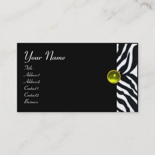 Carte De Visite JAUNE BLACK ZEBRA FUR MONOGRAM, Topaz (Devant)