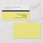 Carte De Visite Jaune blanc classique élégant Plat professionnel (Devant / Derrière)