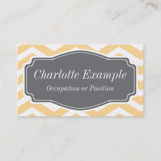 Carte De Visite Jaune blanc gris Chevron personnel (Devant)