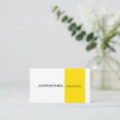 Carte De Visite Jaune Blanc Moderne Professionnel Élégant Simple (Debout devant)