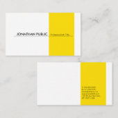 Carte De Visite Jaune Blanc Moderne Professionnel Élégant Simple (Devant / Derrière)