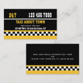 Carte De Visite Jaune blanc noir de taxi (Devant / Derrière)