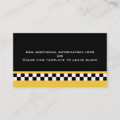 Carte De Visite Jaune blanc noir de taxi (Dos)