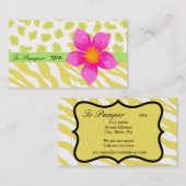 Carte De Visite Jaune, Blanc, Rose & Vert Zèbre & Cheetah Skin (Devant / Derrière)