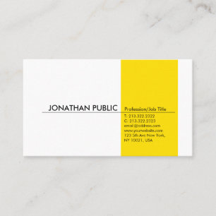 Carte De Visite Jaune Blanc Simple Moderne Professionnel Élégant