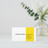 Carte De Visite Jaune Blanc Simple Moderne Professionnel Élégant (Debout devant)