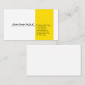 Carte De Visite Jaune Blanc Simple Moderne Professionnel Élégant (Devant / Derrière)