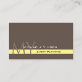 Carte De Visite Jaune Brown foncé avec Initiales Professionnel (Devant)