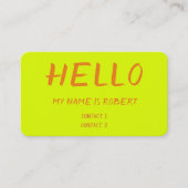 carte de visite jaune chartreuse - Bonjour (Devant)