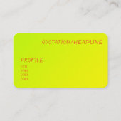 carte de visite jaune chartreuse - Bonjour (Dos)