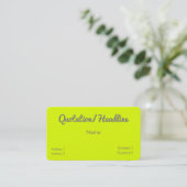 Carte De Visite jaune chartreuse - Code QR - (Debout devant)