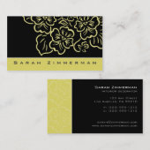 Carte de visite jaune citron floral de fantaisie (Devant / Derrière)