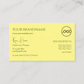 Carte De Visite Jaune clair clair avec logo et bijoux Monogramme (Dos)