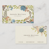 Carte de visite jaune clair de couronne de fleurs (Devant / Derrière)