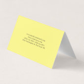 Carte De Visite Jaune clair élégant simple et professionnel (Dos)