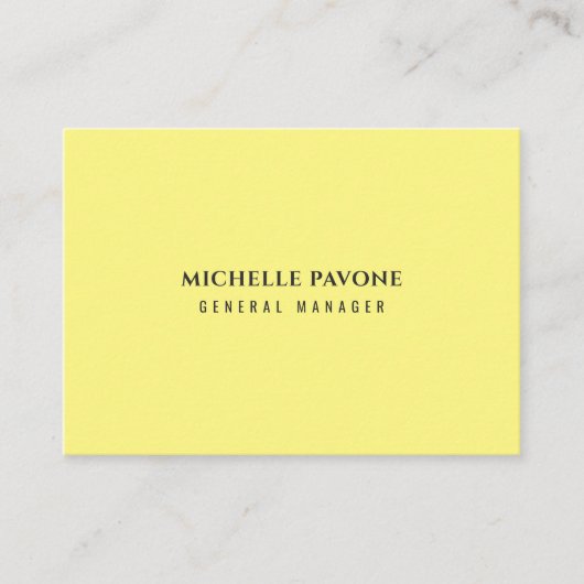 Carte De Visite Jaune clair élégant simple uni professionnel (Devant)
