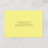 Carte De Visite Jaune clair élégant simple uni professionnel (Dos)