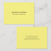Carte De Visite Jaune clair élégant simple uni professionnel (Devant / Derrière)