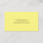 Carte De Visite Jaune clair élégant simple uni professionnel (Dos)