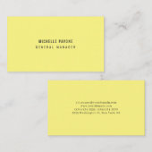 Carte De Visite Jaune clair élégant simple uni professionnel (Devant / Derrière)