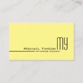 Carte De Visite Jaune clair et blanc avec Initiales Professionnel (Devant)