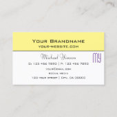 Carte De Visite Jaune clair et blanc avec Monogram Professional (Dos)