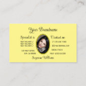 Carte De Visite Jaune clair et joli coeur avec logo et photo (Dos)