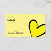 Carte De Visite Jaune clair et joli coeur avec logo et photo (Devant)