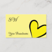 Carte De Visite Jaune clair et joli Coeur avec Monogramme mignon (Devant)
