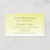 Carte De Visite Jaune clair moderne avec feuille de palme simple (Dos)