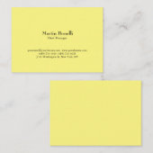Carte De Visite Jaune clair simple classique unique (Devant / Derrière)