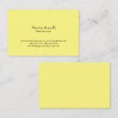 Carte De Visite Jaune clair simple classique unique (Devant / Derrière)