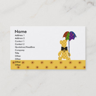 Carte De Visite Jaune coloré animal mignon superbe d'ours de