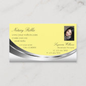 Carte De Visite Jaune d'argent avec photo et diamant (Dos)