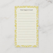 Carte de visite jaune de rendez-vous de damassé (Dos)