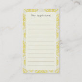 Carte de visite jaune de rendez-vous de damassé (Dos)