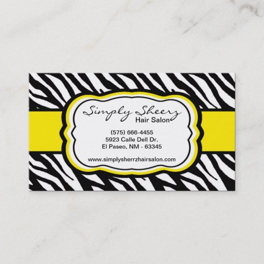 Carte de visite jaune de salon de coiffure (Devant)