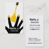 Carte De Visite Jaune de salon d'ongle de PÉDICURIE de MANUCURE (Devant / Derrière)