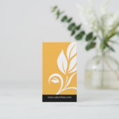 Carte de visite jaune de spa de salon de feuille (Debout devant)