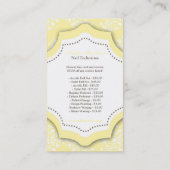 Carte de visite jaune de technicien de clou de la (Dos)