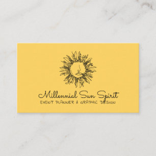 Carte De Visite Jaune d'été Abstrait Spirituel Céleste Soleil