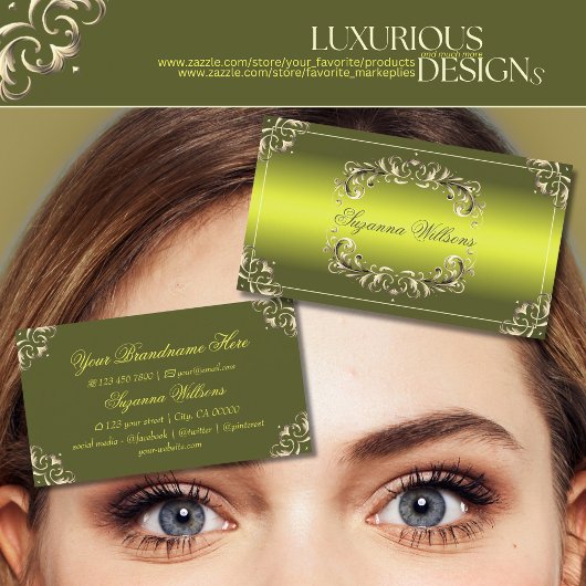 Carte De Visite Jaune d'oeil vert décoratif et de luxe