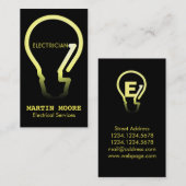 Carte De Visite Jaune electical d'ampoule de services (Devant / Derrière)