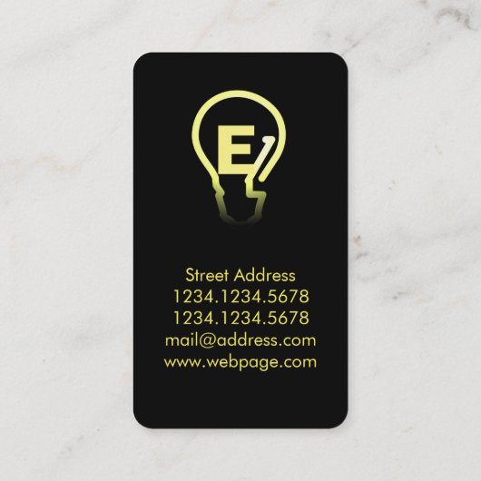 Carte De Visite Jaune electical d'ampoule de services (Dos)