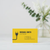 Carte de visite jaune électricien prise et fil (Debout devant)