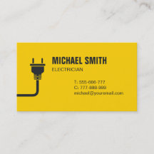 Carte de visite jaune électricien prise et fil