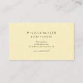 Carte De Visite Jaune en pastel de calligraphie élégante (Dos)