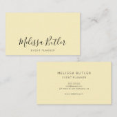 Carte De Visite Jaune en pastel de calligraphie élégante (Devant / Derrière)