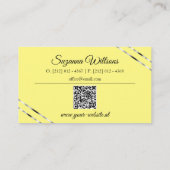 Carte De Visite Jaune et crème avec code QR de lignes argentées Él (Dos)