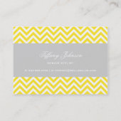 Carte De Visite Jaune et Gris Moderne Chevron Stripes (Dos)